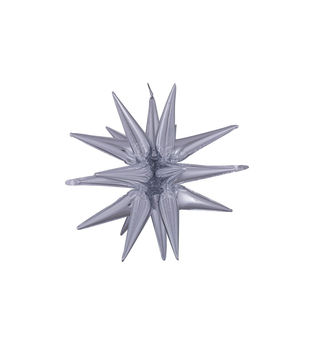 Stříbrná 3D hvězda fóliový balónek