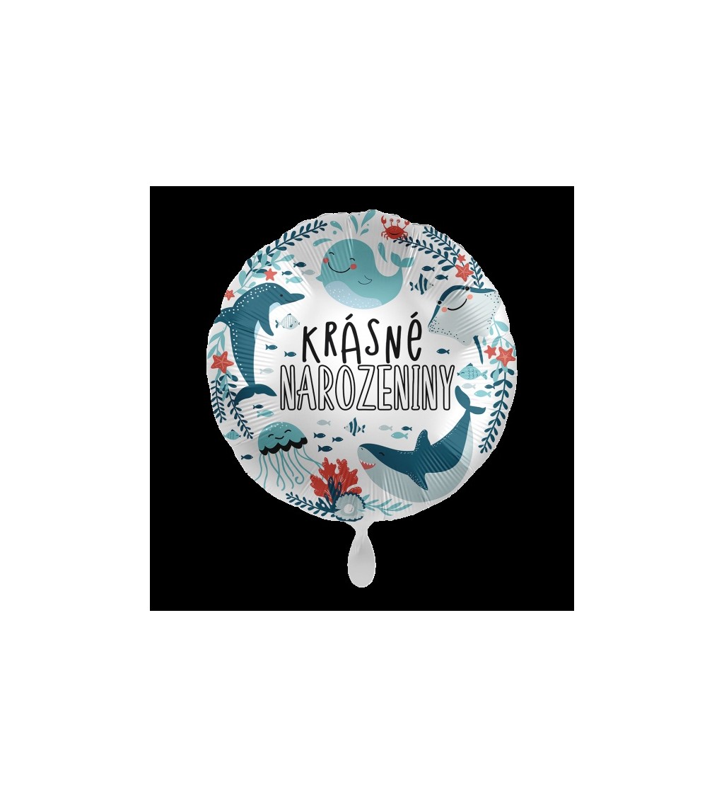 Fóliový balónek Krásné narozeniny s mořskými tvory