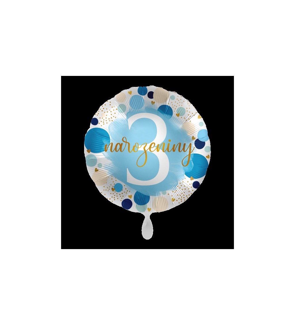 Modrý fóliový balonek 3. narozeniny