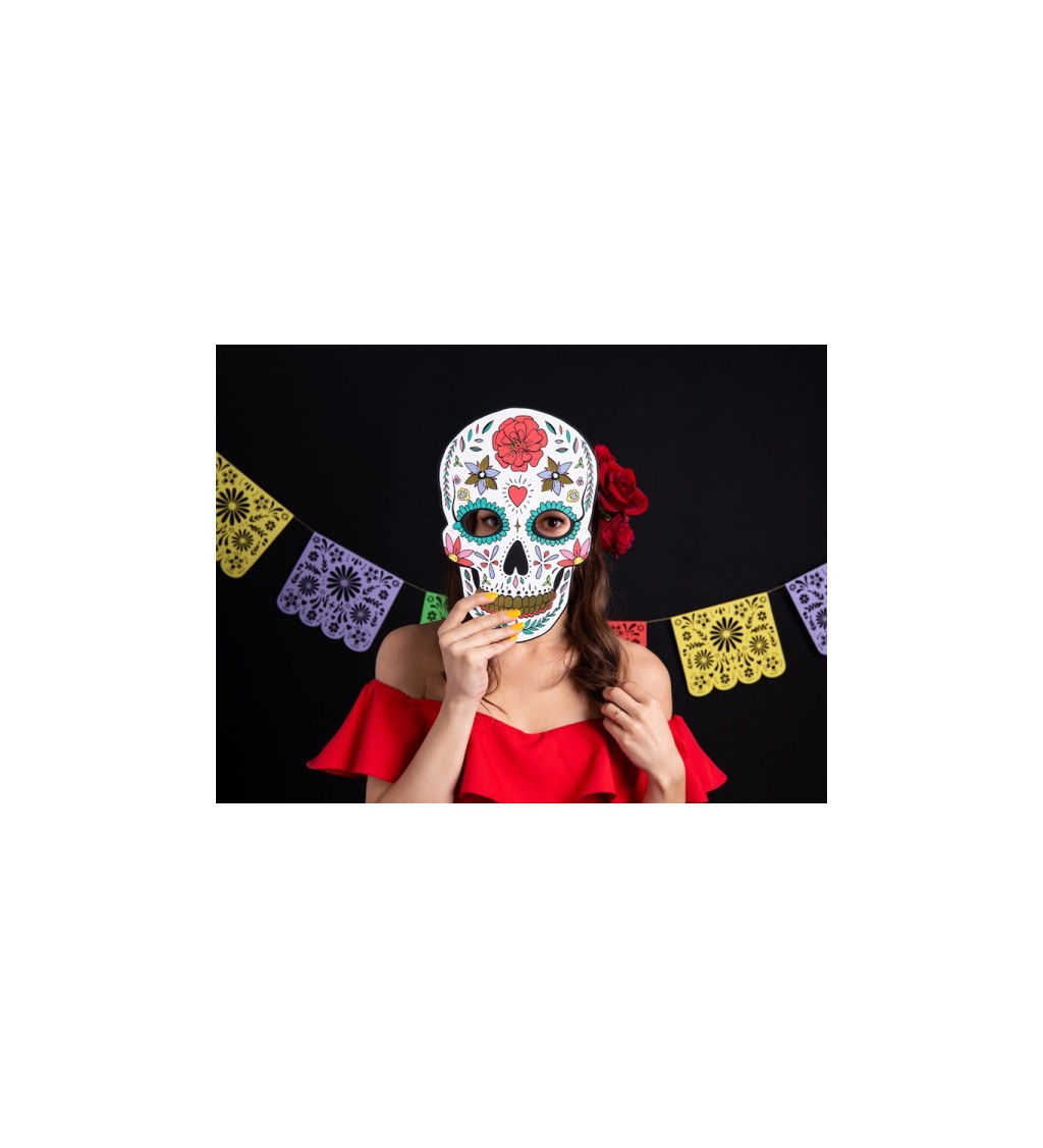 Bílá maska Dia de Los Muertos