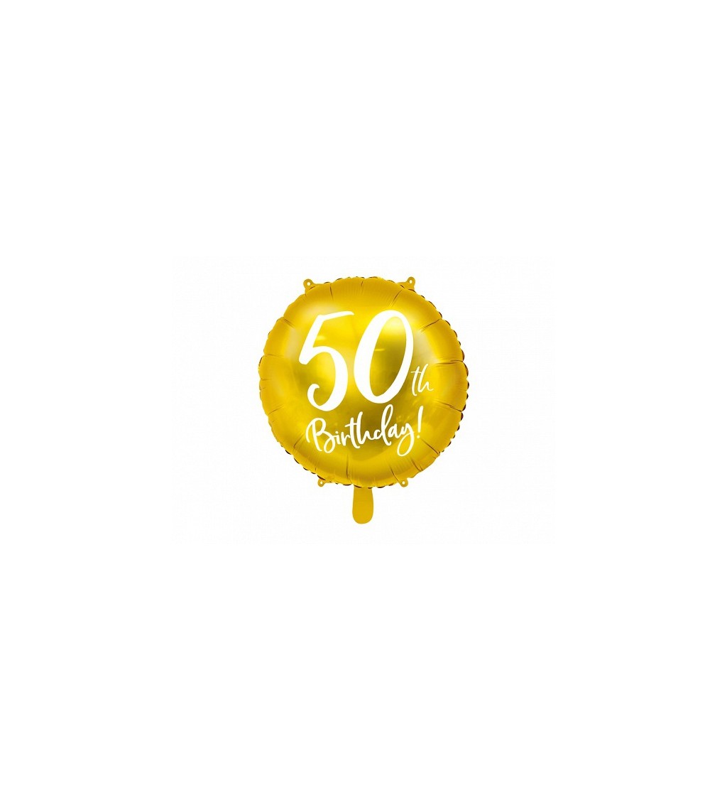 Zlatý fóliový balónek 50th Birthday