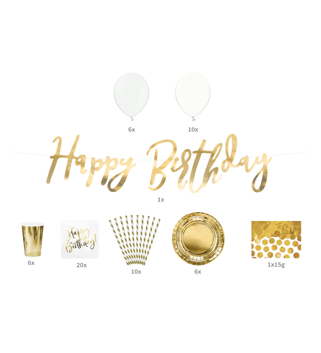 Set - Happy Birthday - zlatý