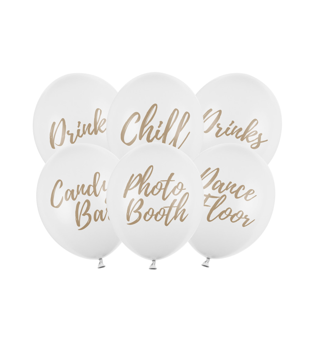 Bílé balónky s nápisy