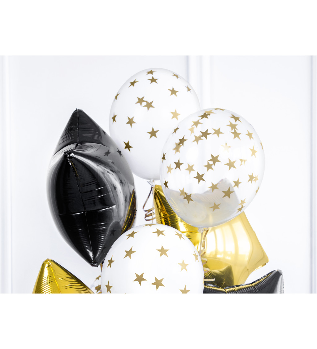 Balónek s potiskem - zlaté hvězdy - 6 ks