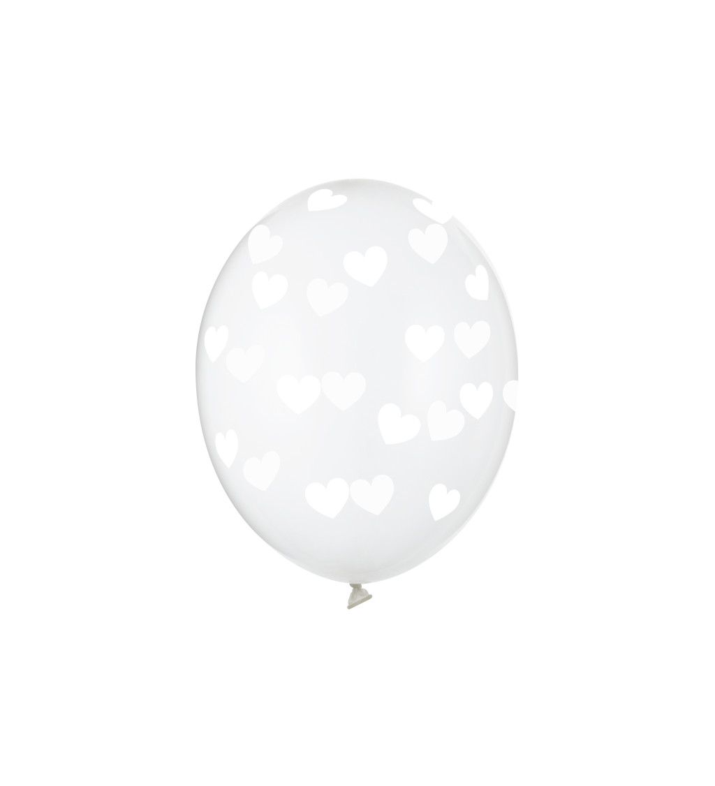 Balónek stříbrný - bílé srdce