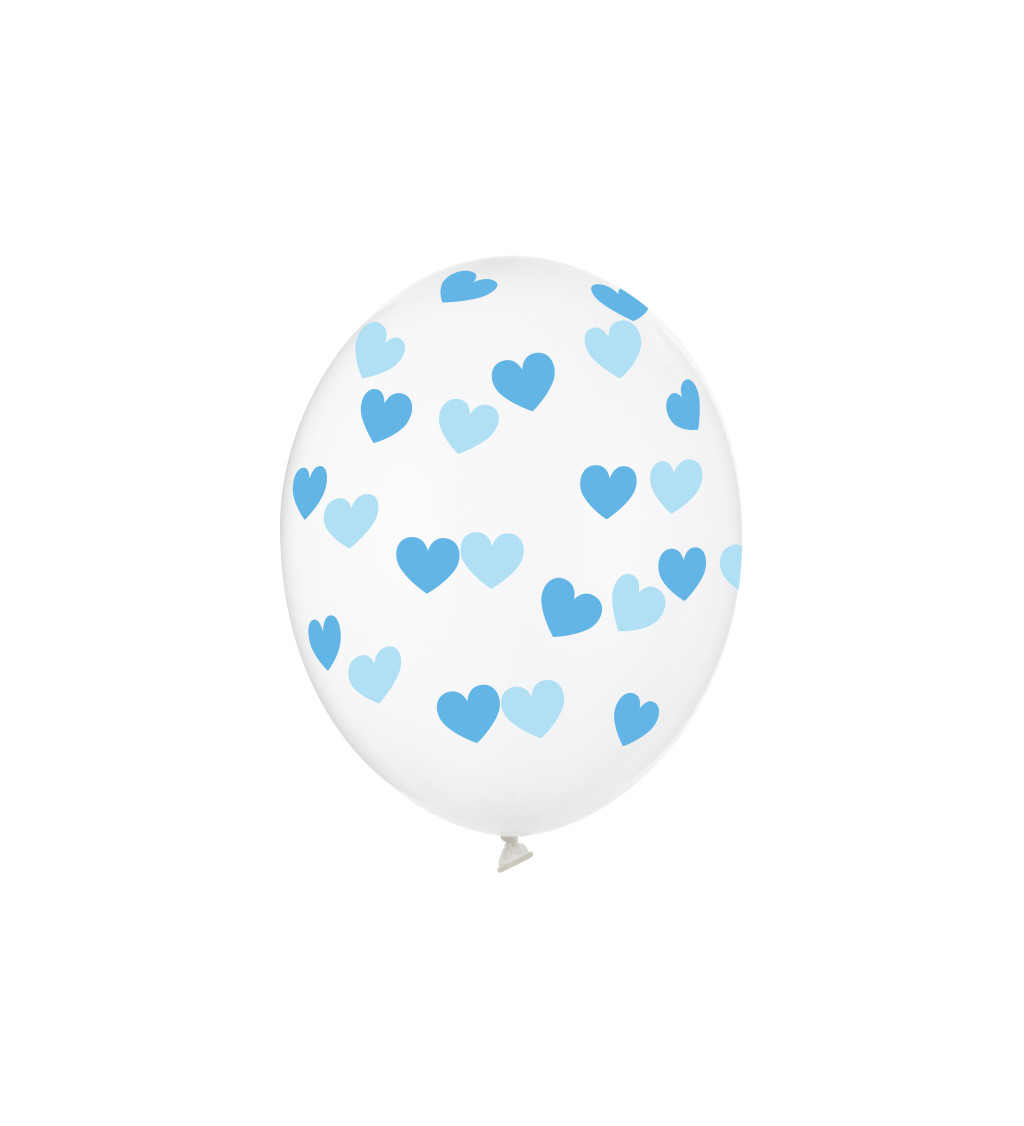 Průhledné balónky s modrými srdíčky