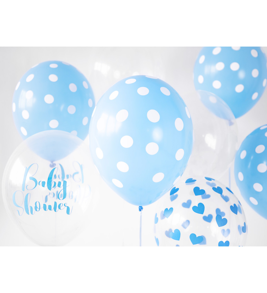 Průhledné balónky s modrými srdíčky