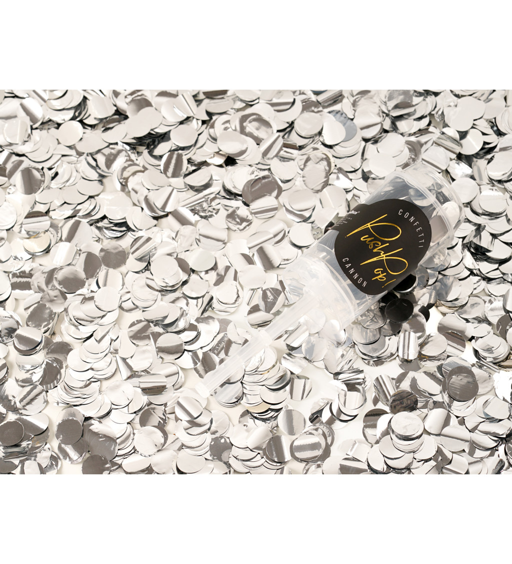 Vystřelovací konfety - stříbrná kolečka