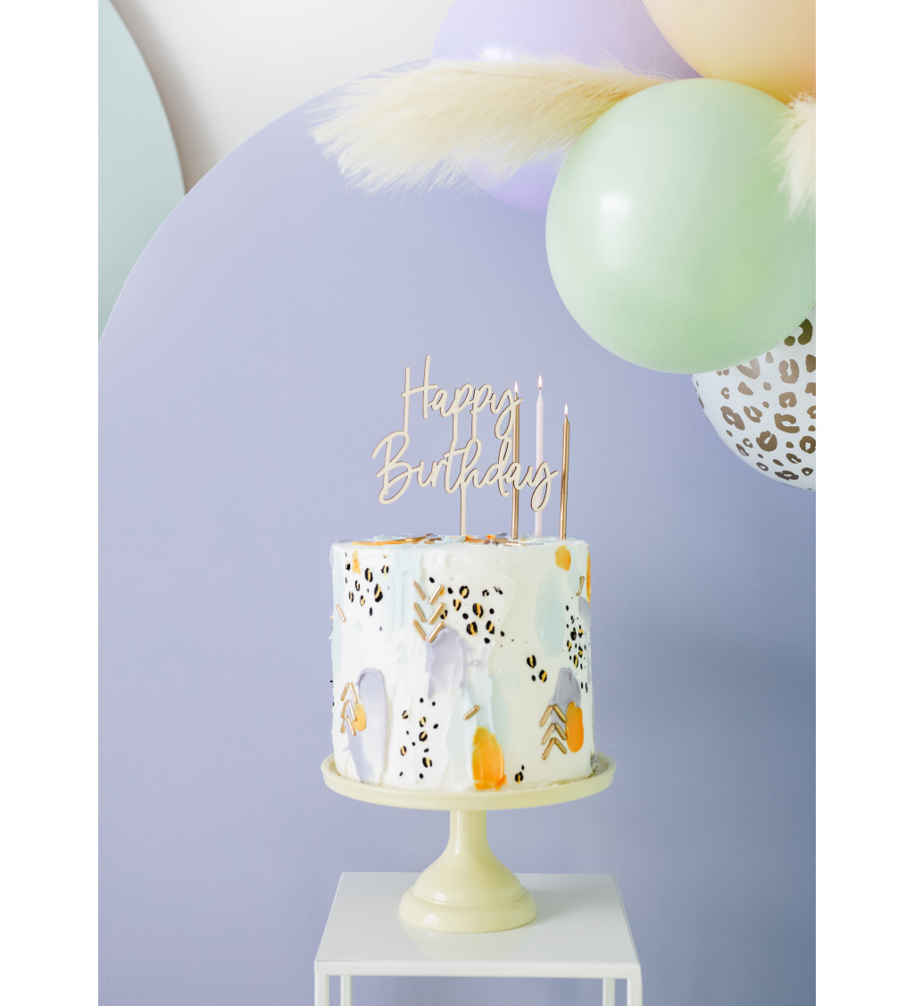 Zlaté zapichovátko na dort - happy birthday