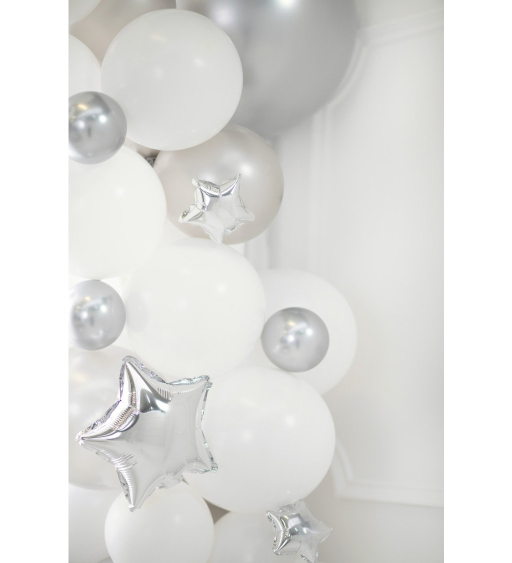 Fóliový balónek stříbrný - mini hvězdy 25 ks