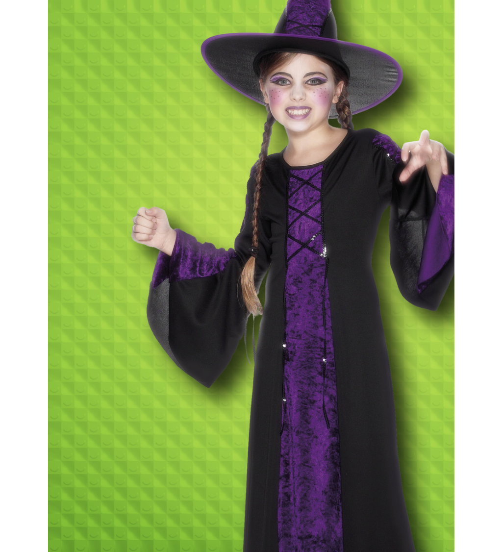 Dětský kostým fialové čarodějnice
