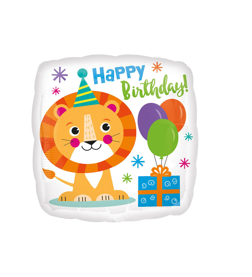 Balónek Happy Birthday - lev
