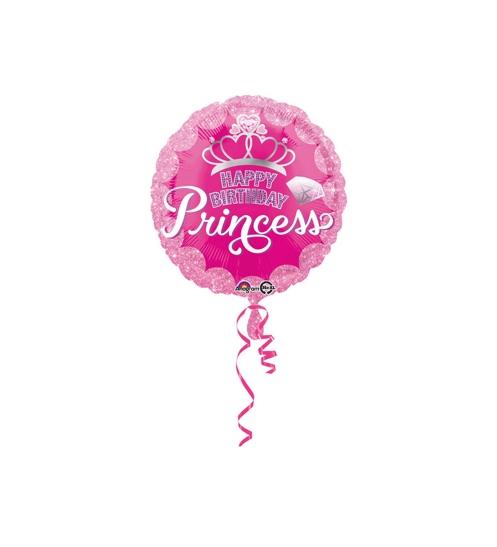 Růžový balón - Happy birthday princess