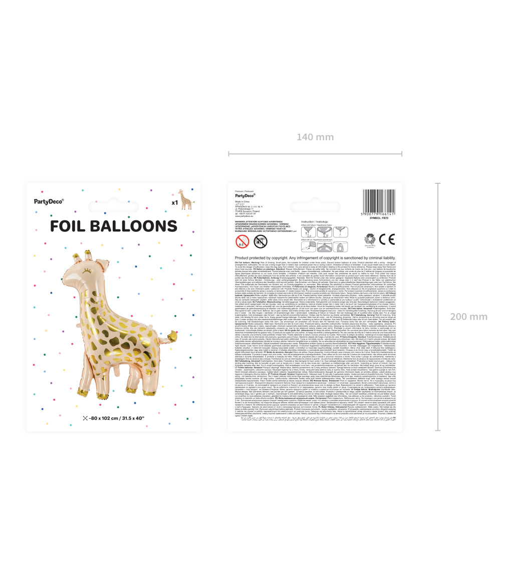 Foliový balonek žirafka