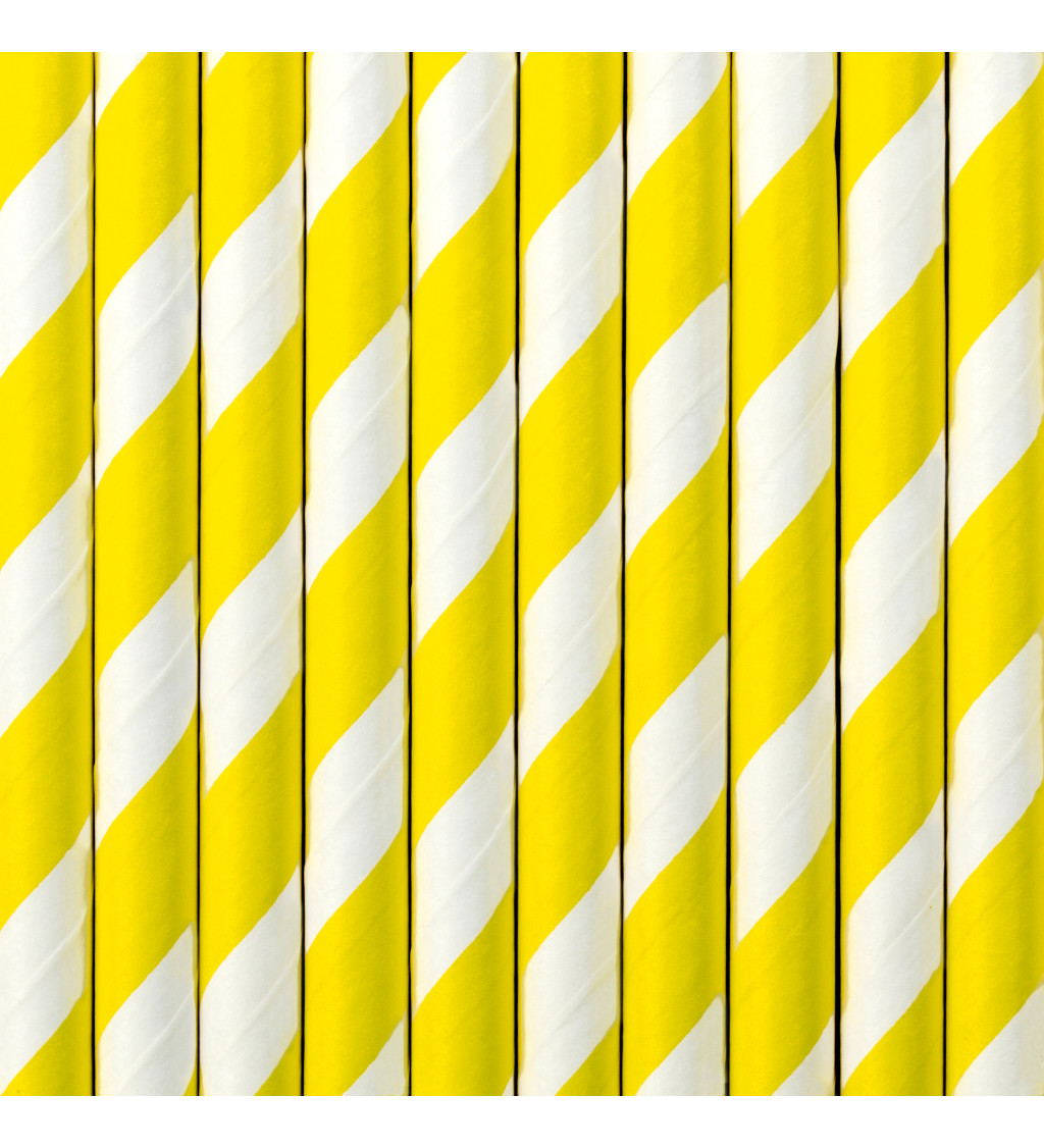 Papírová brčka pruhovaná žlutá