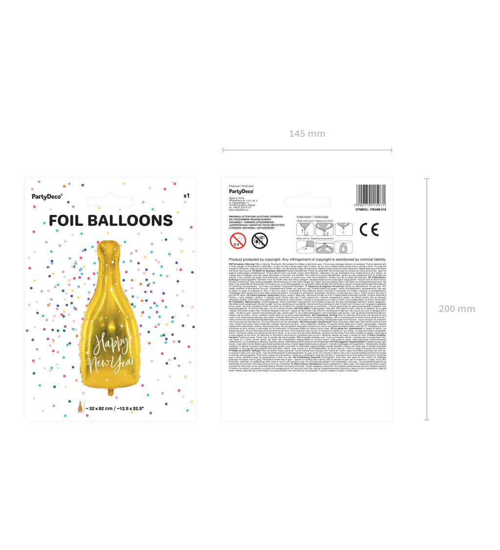 Fóliový balónek Zlatá butilka