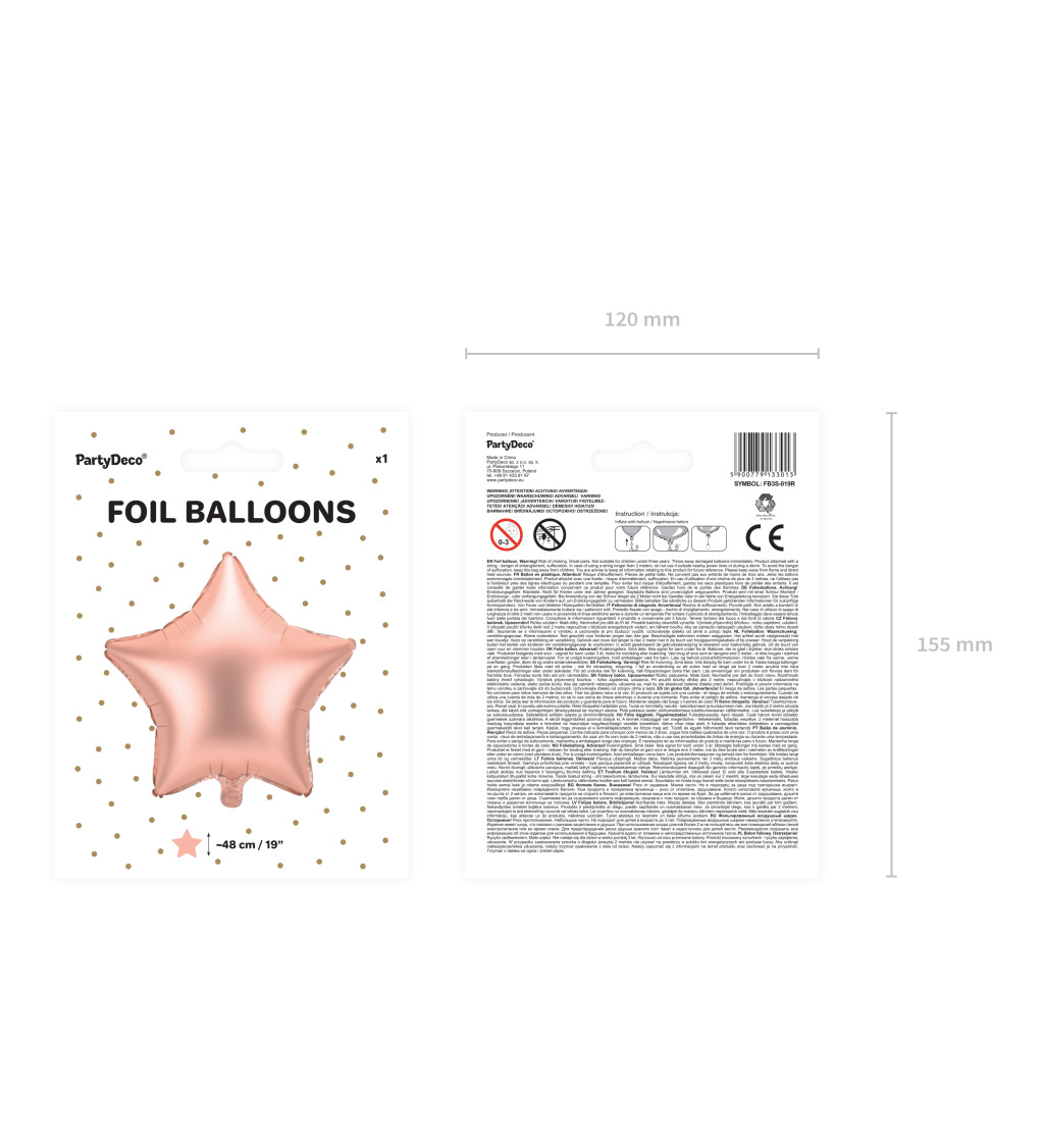 Růžový fóliový balónek hvězda