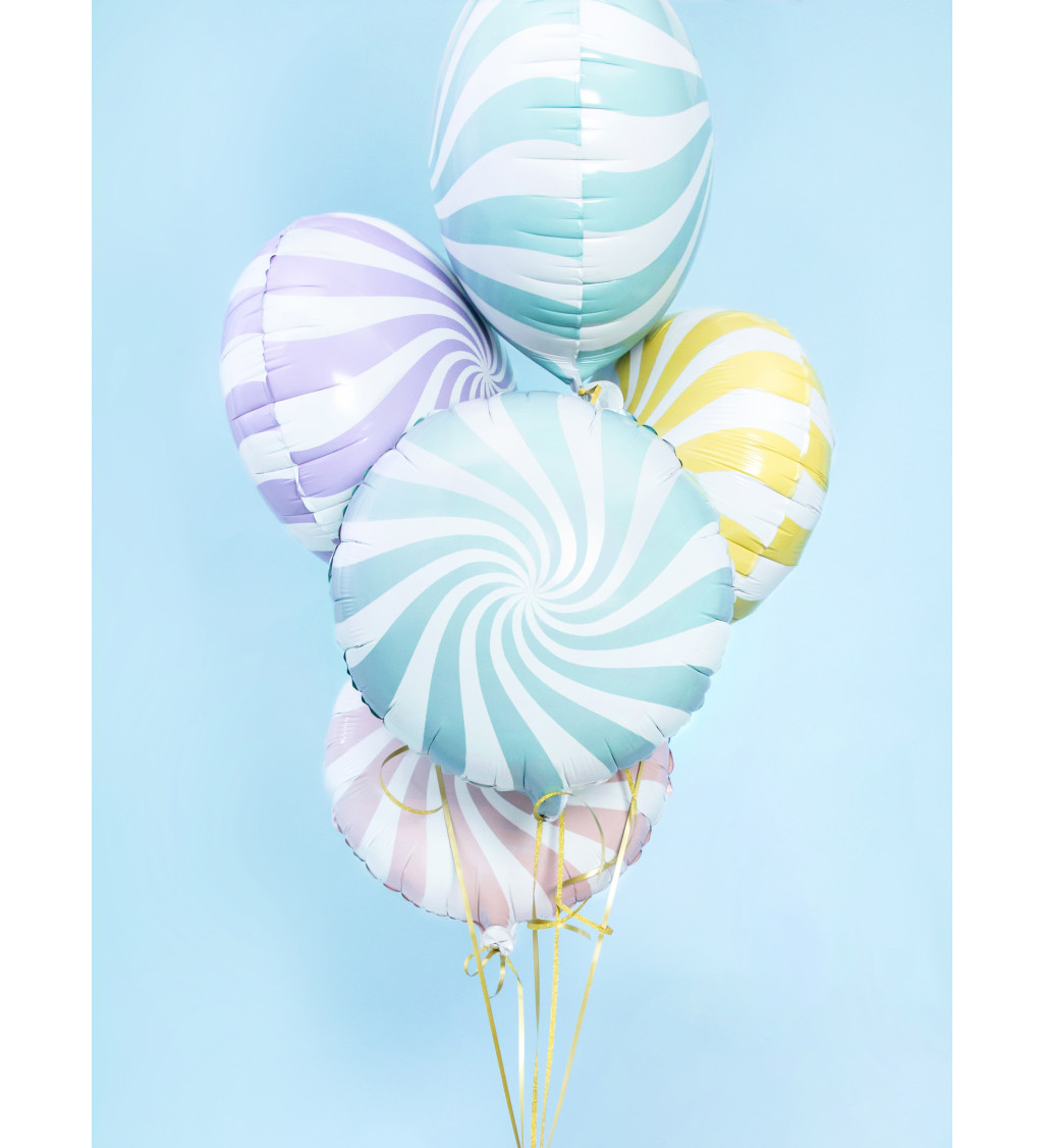 Balónek pastelový swirl Candy - modrý