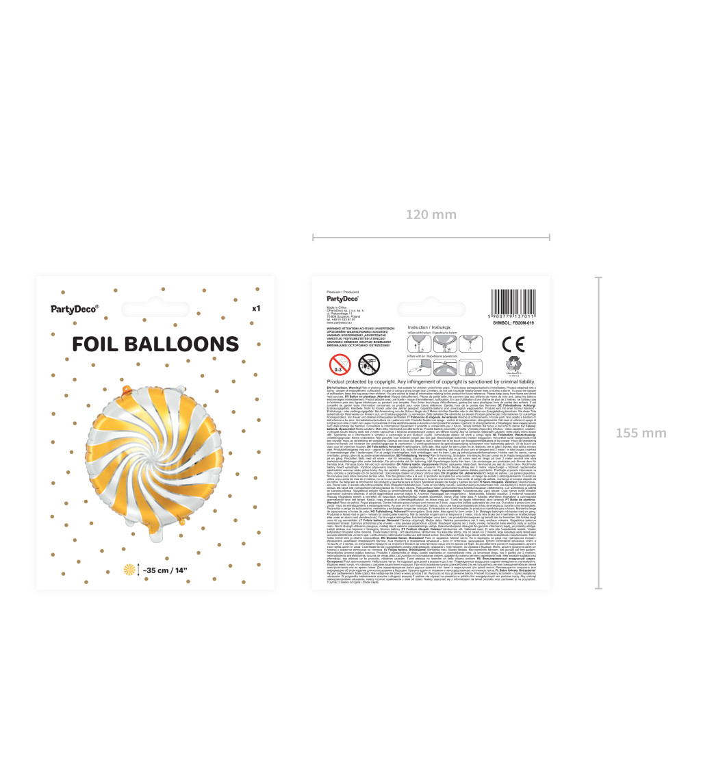 Fóliový balón - zlatá spirála