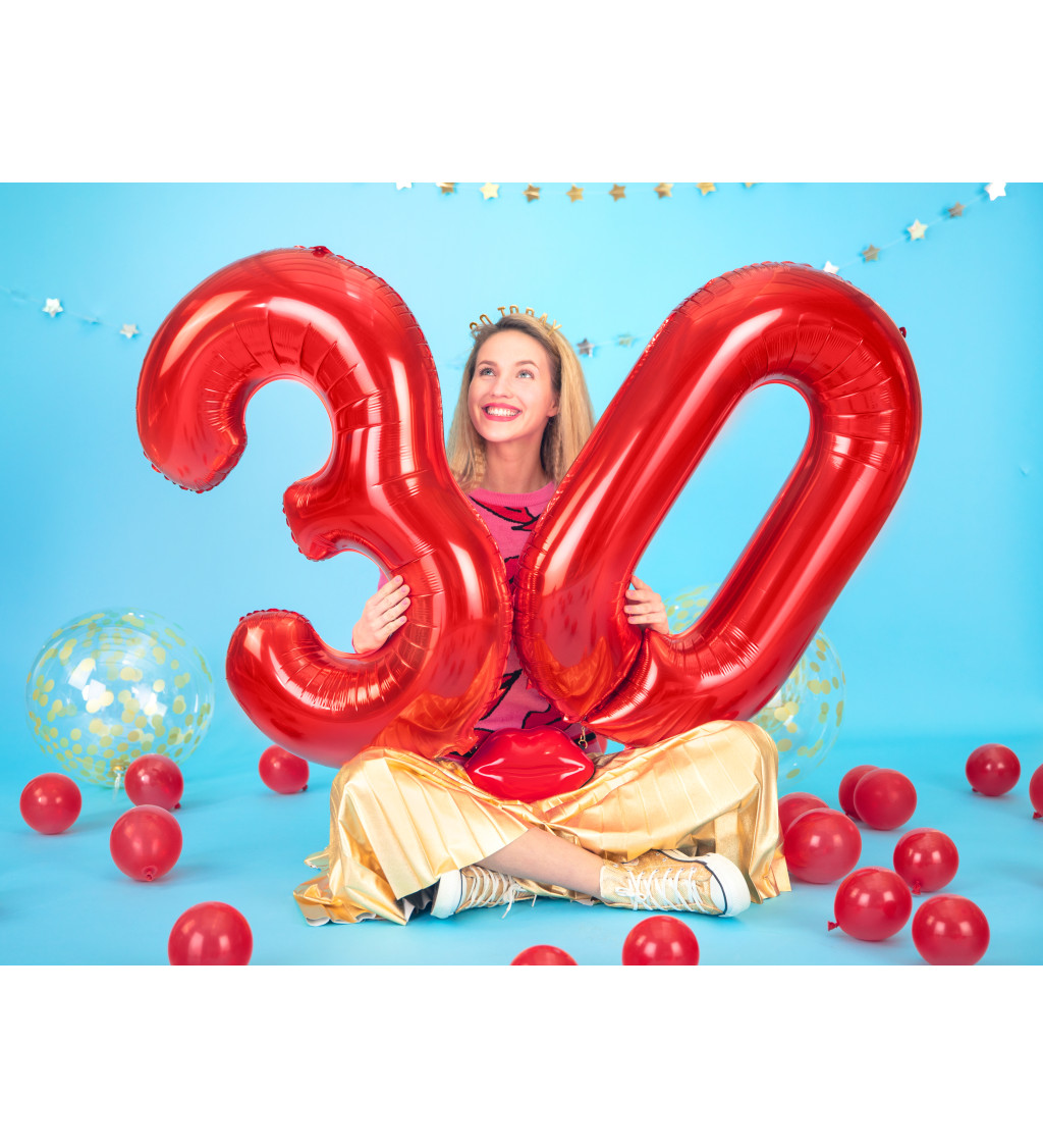 Fóliový balónek číslice 4 - červená