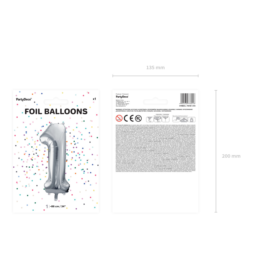 Fóliový balónek 1 - stříbrný