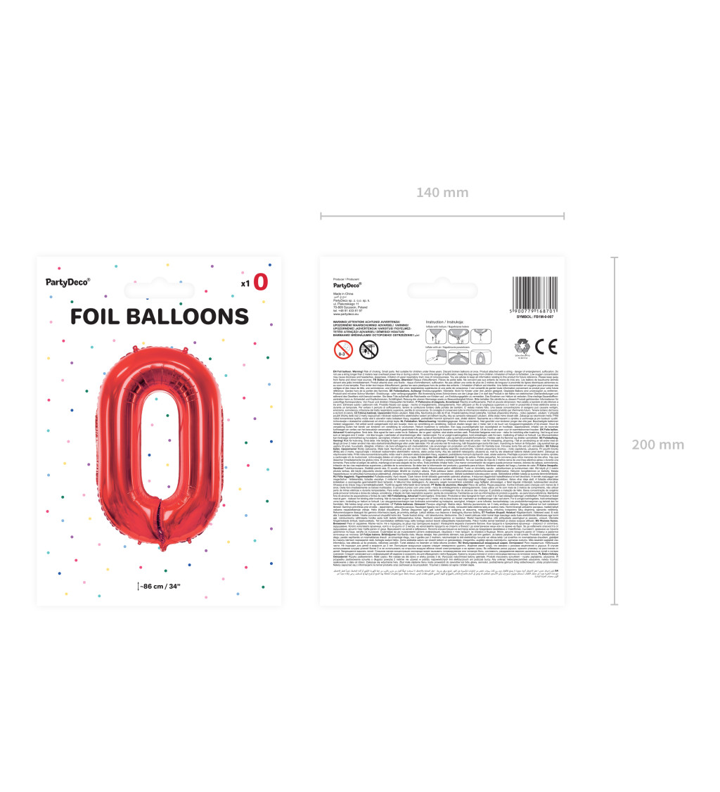 Fóliový červený balónek - 0