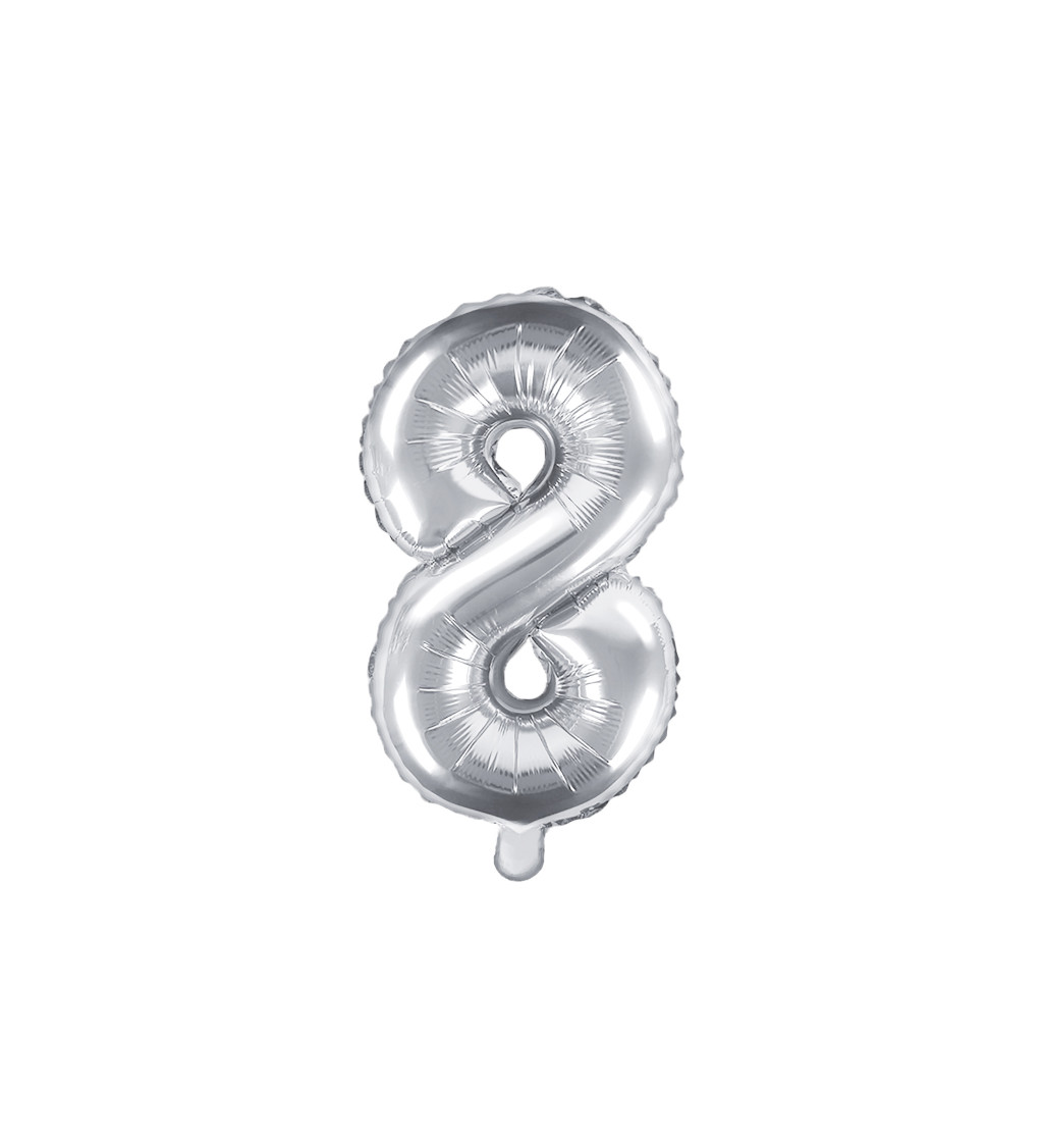 Fóliový balónek číslo 8 (metalický stříbrný)