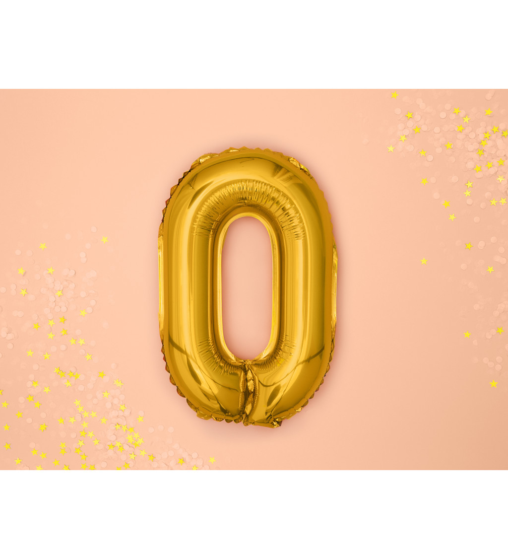 Balónek číslice 0 - zlatá