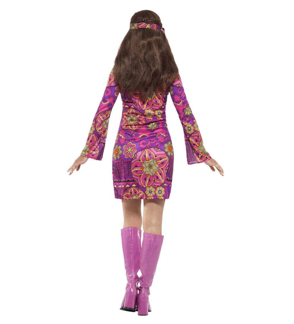 Dámský kostým Růžové šaty hippie