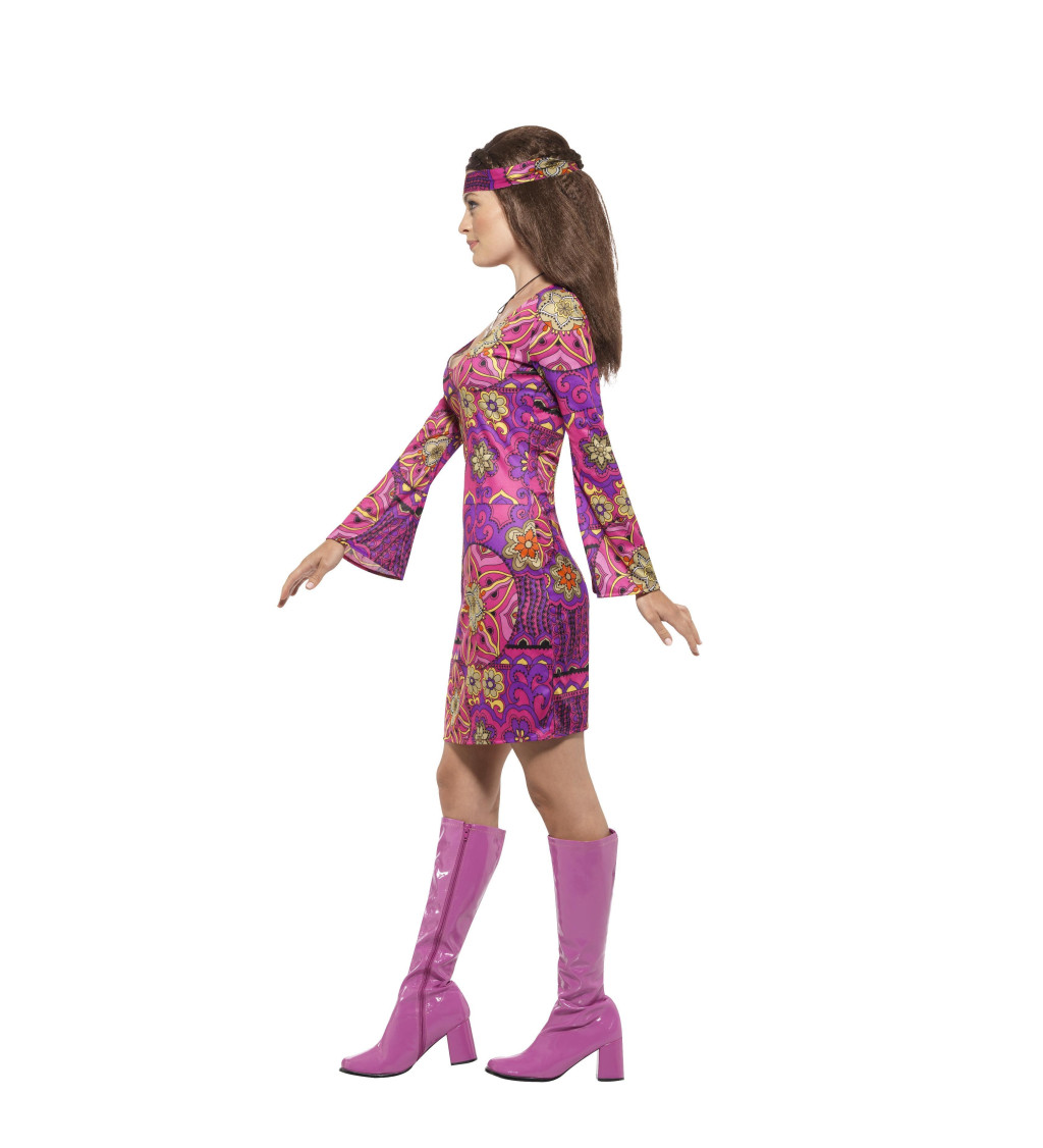 Dámský kostým Růžové šaty hippie