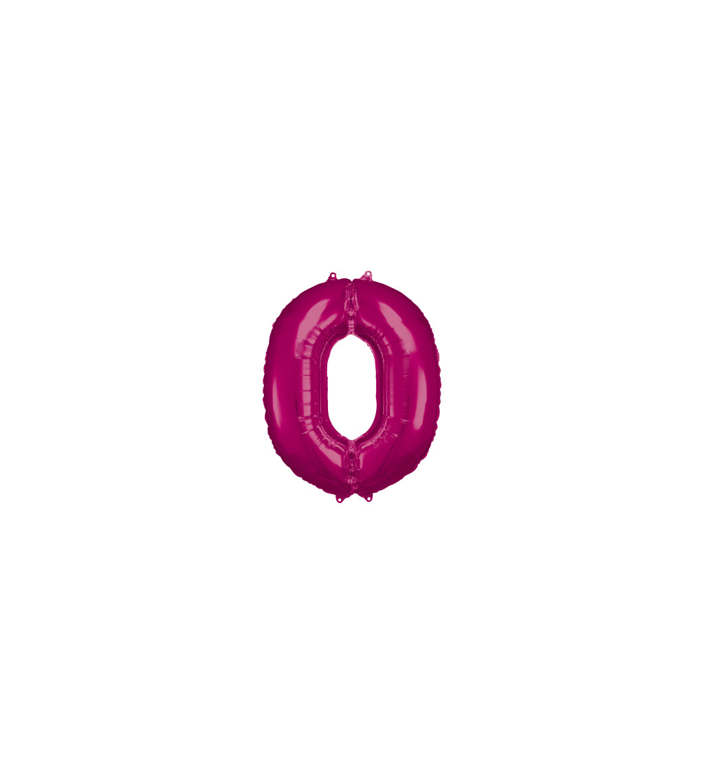 Fóliový tmavě růžový balón číslo 0