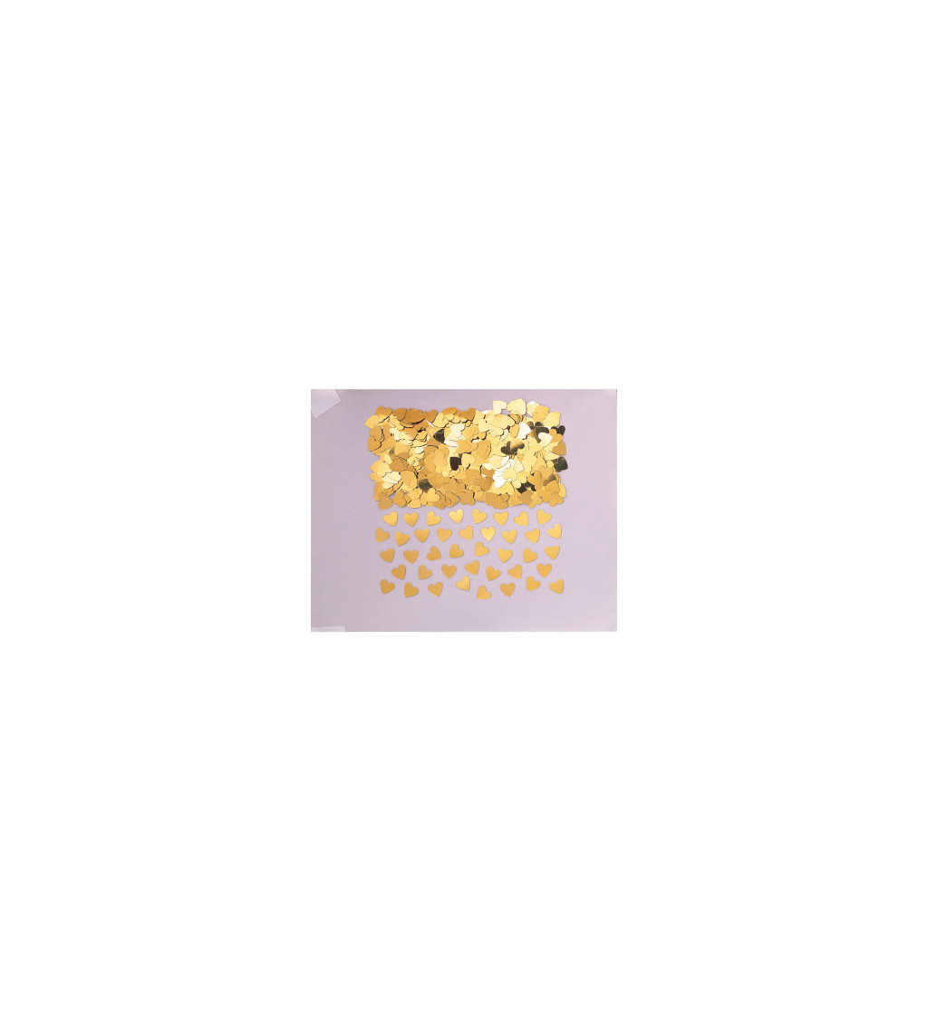 Fóliové zlaté konfety ve tvaru srdíček