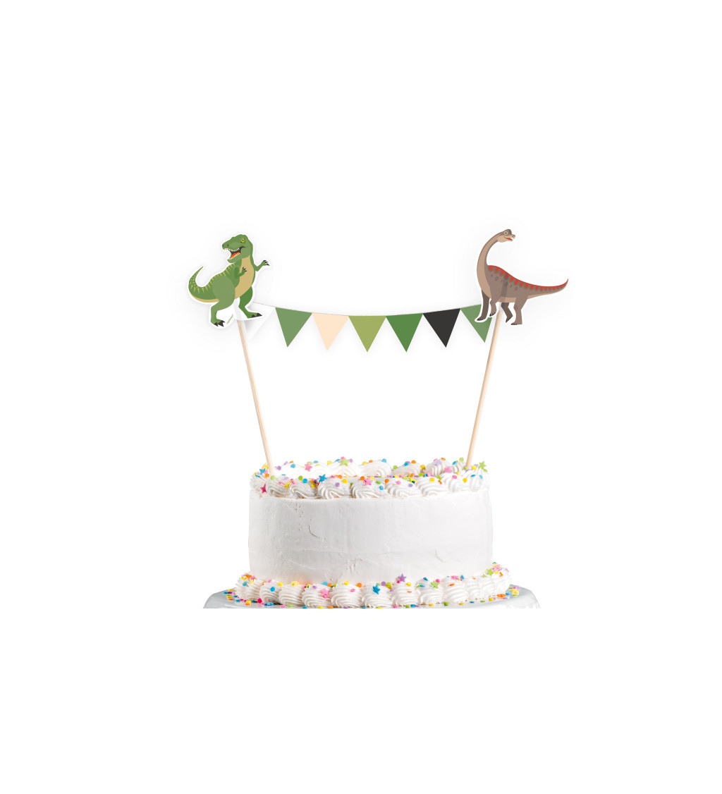 Dekorace na dort s veselým dinosaurem