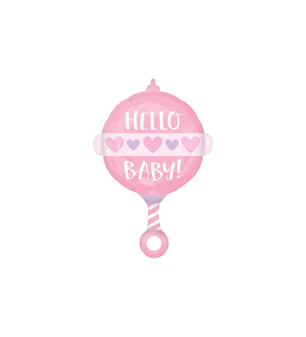 "Hello baby" růžový balónek