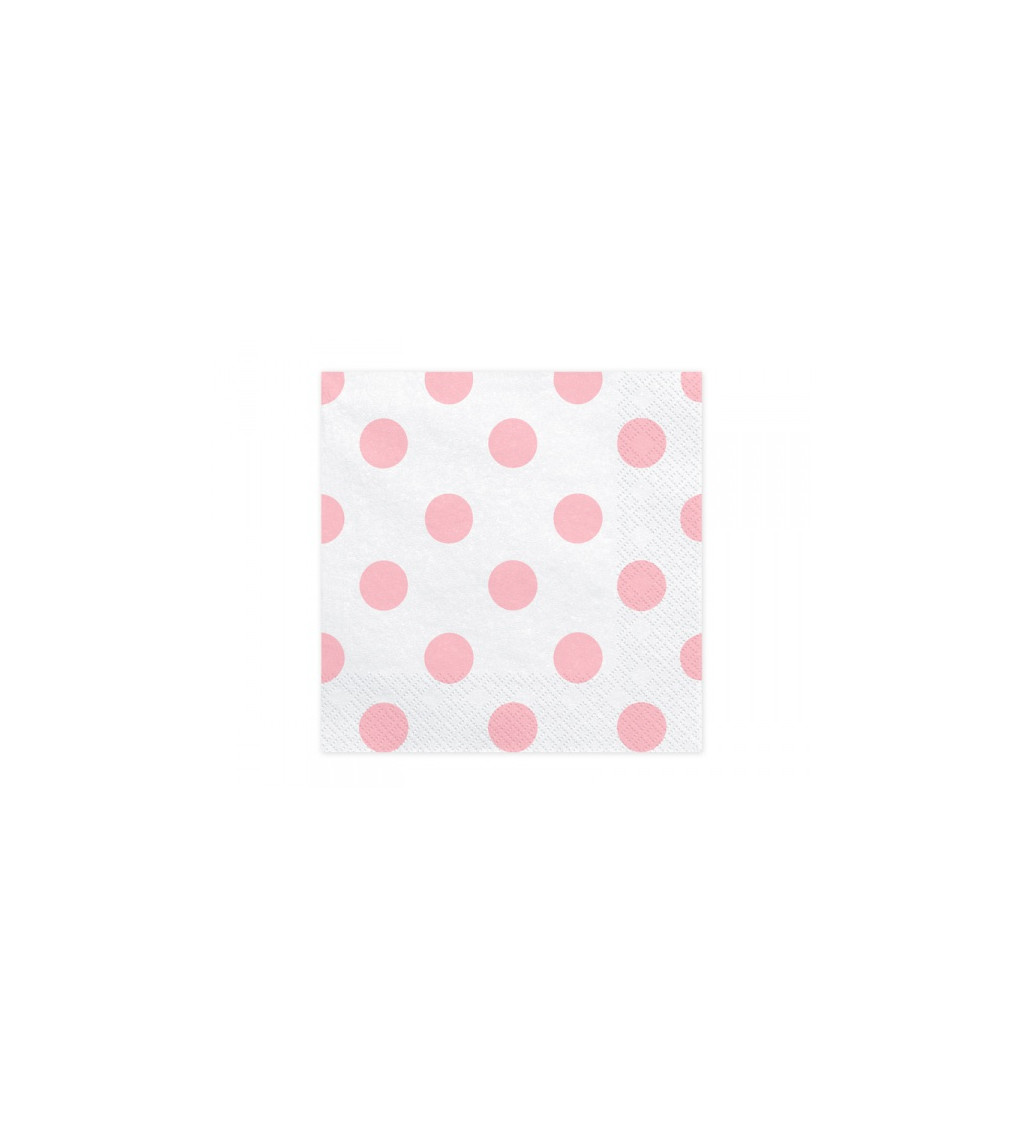 Bílé ubrousky s růžovými puntíky