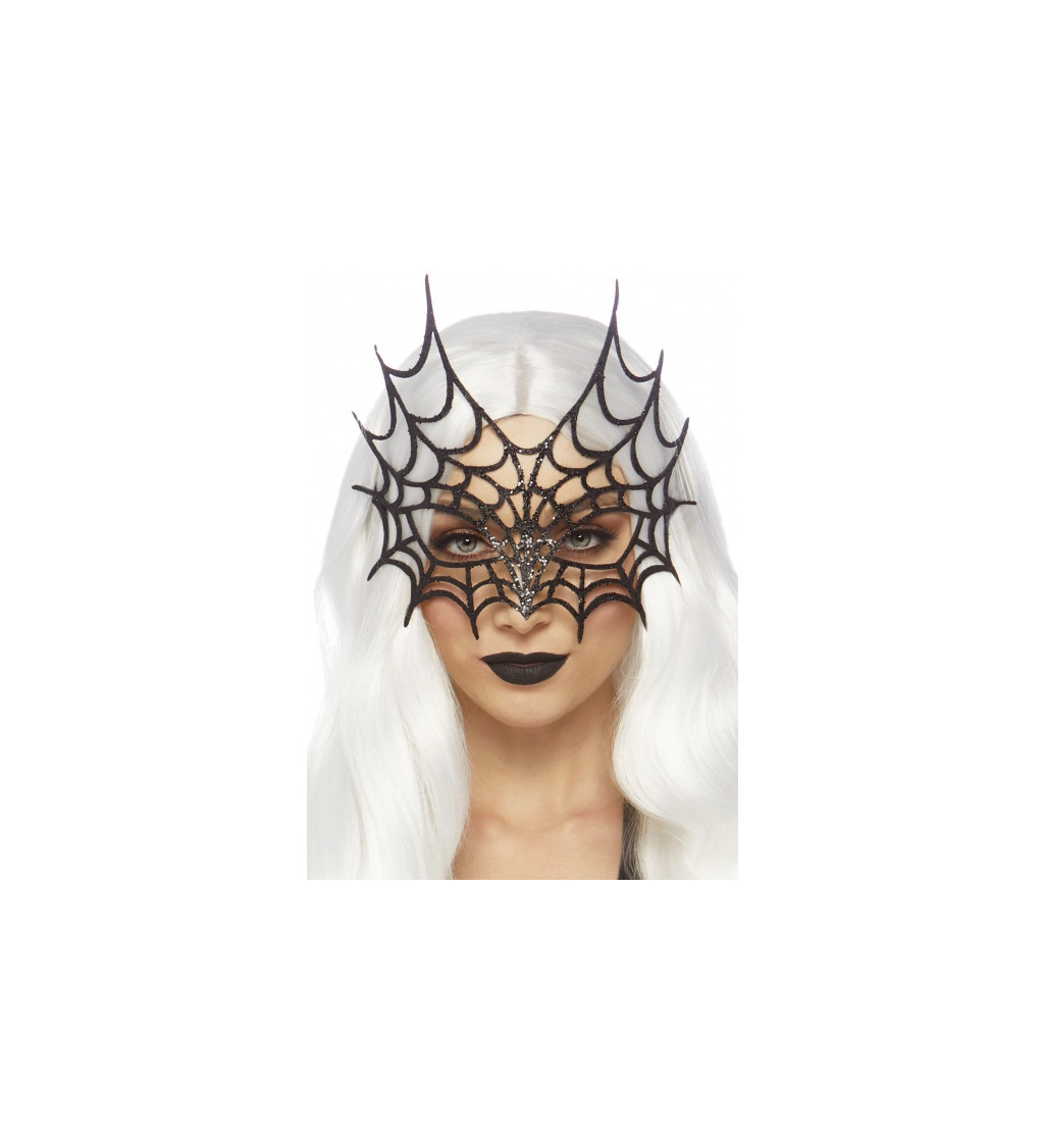 Černá glitter maska pavoučí královna