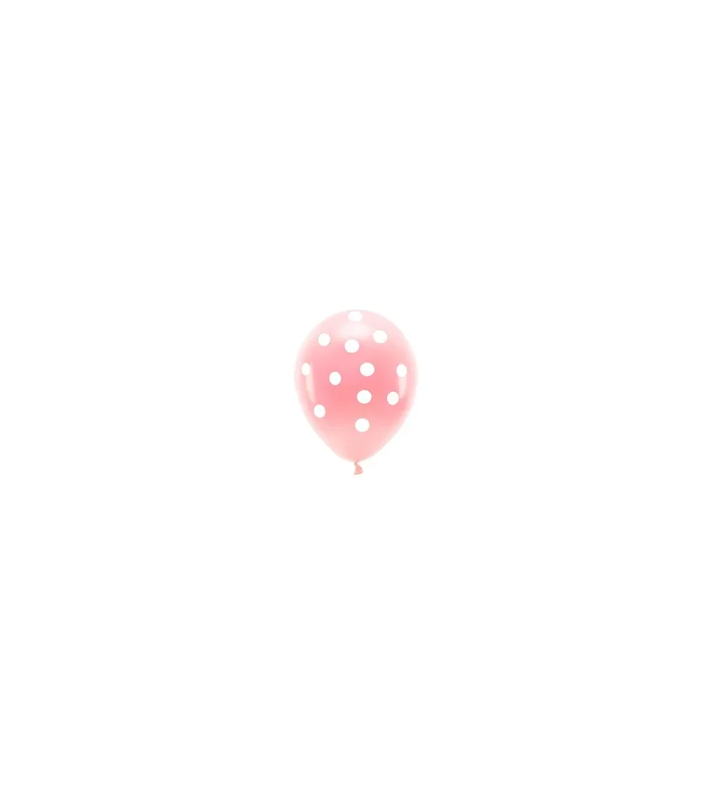 Pastelové růžové balónky Eco s puntíky