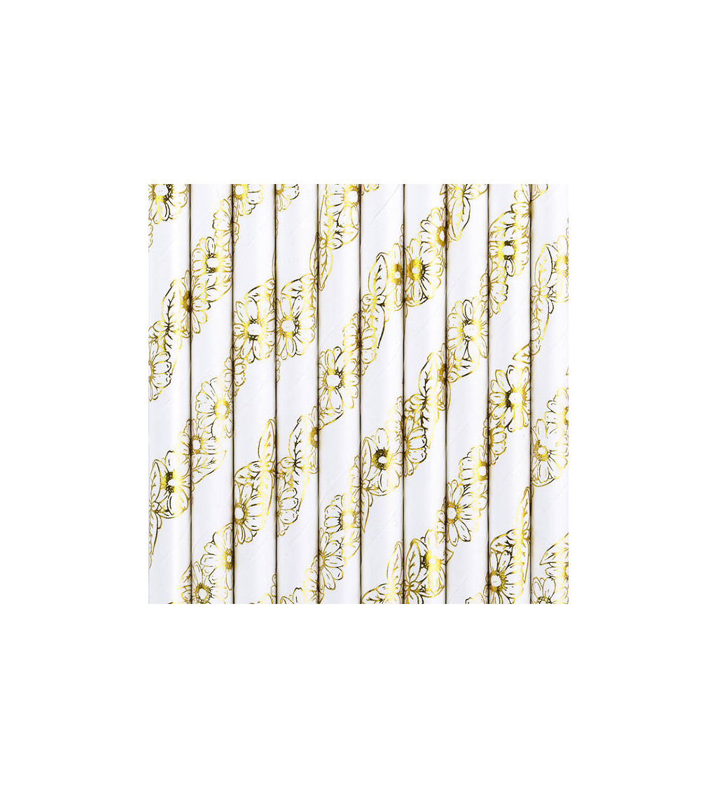 Papírové brčka - zlaté květy