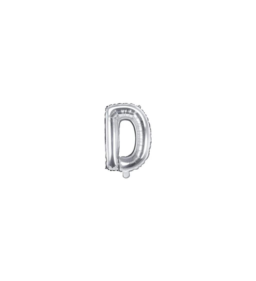 Stříbrný fóliový balónek ve tvaru písmene D