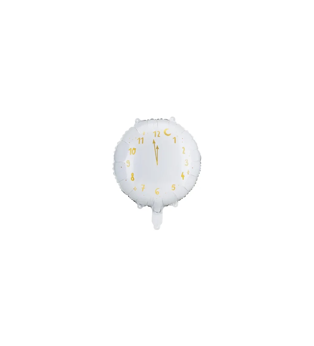 Fóliový balónek - Hodiny v bílé barvě