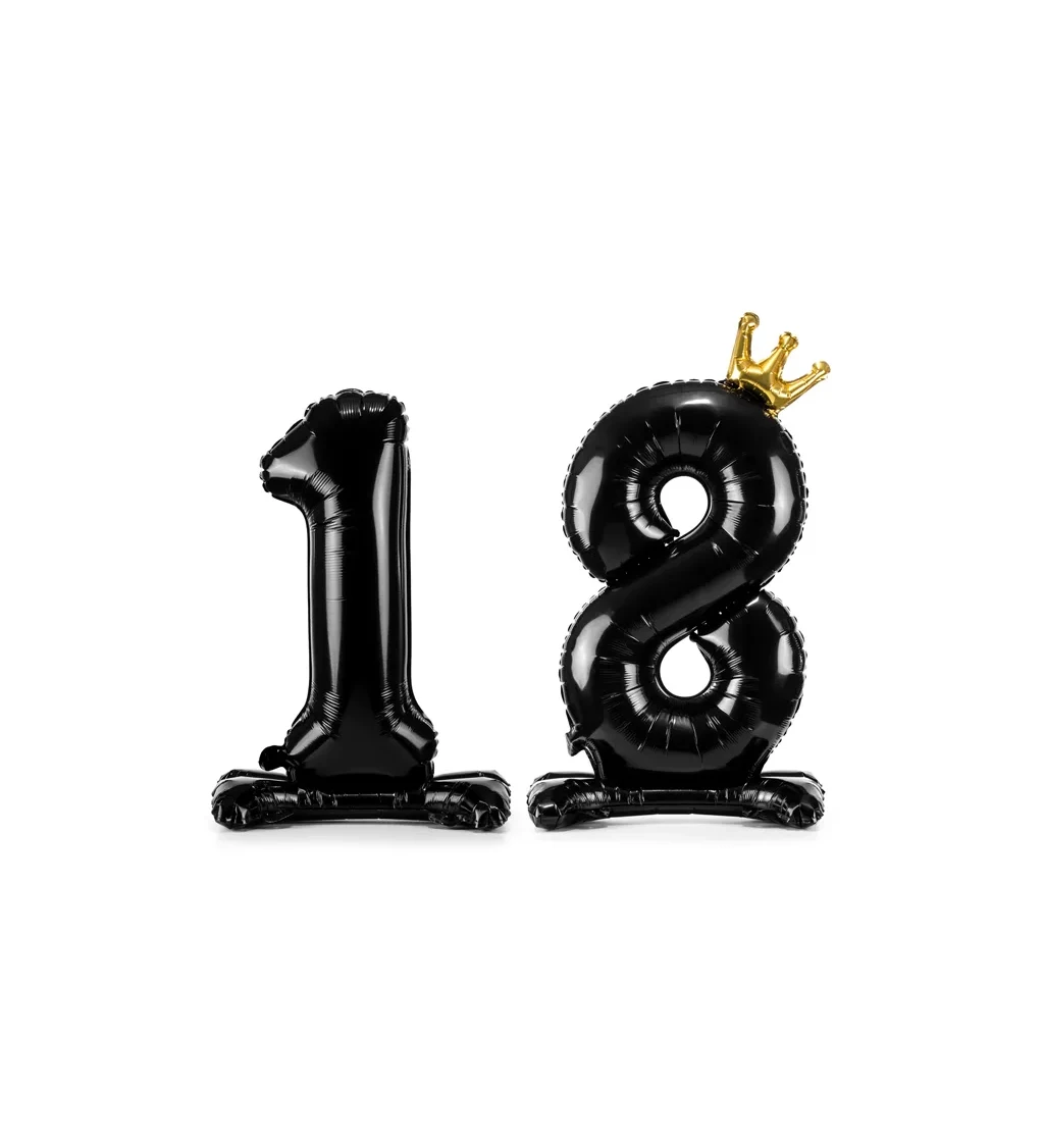 Stojící fóliový balón číslo ''18'' v černé barvě