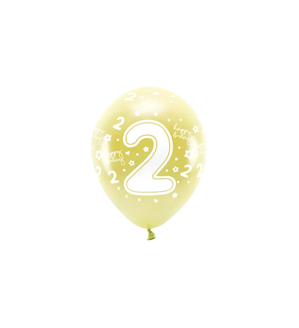 Eko balónky číslo ''2'' ve světle zlaté barvě