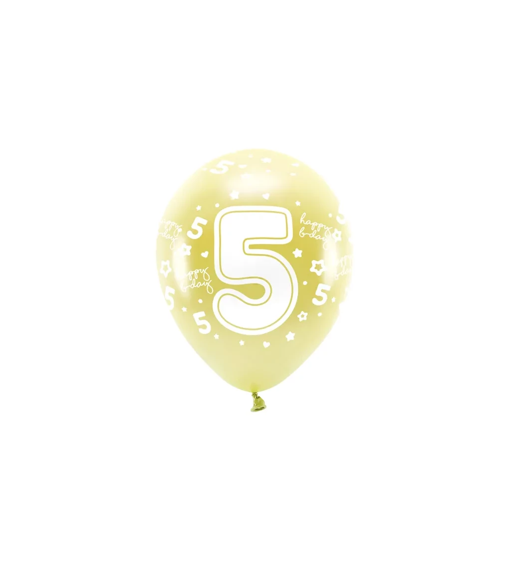 Eko balónky číslo ''5'' ve světle zlaté barvě