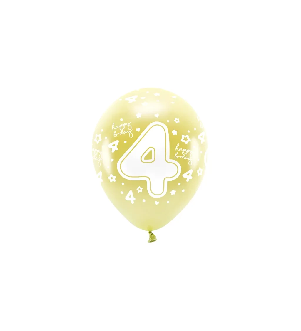 Eko balónky číslo ''4'' ve světle zlaté barvě