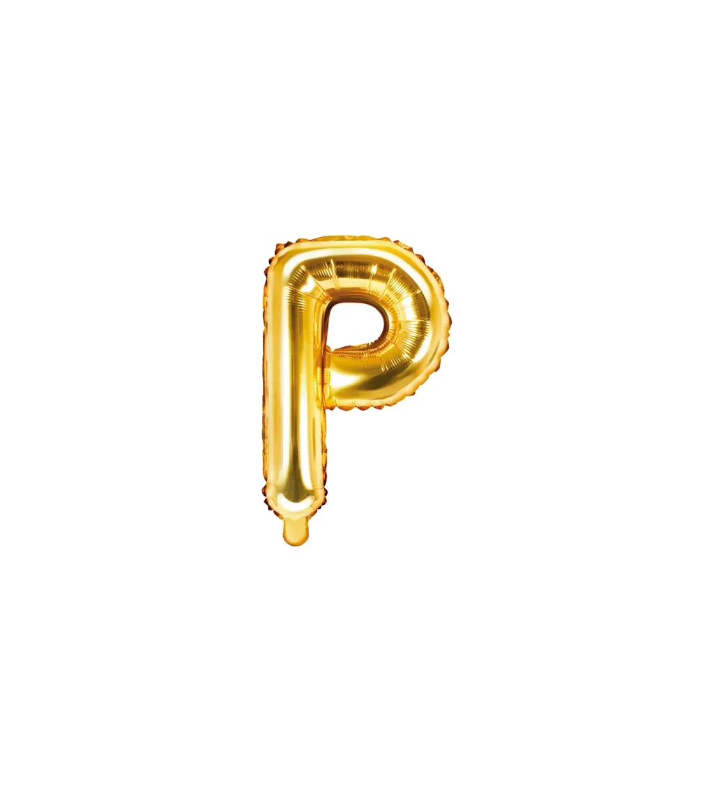 Metalický fóliový balónek Písmeno ''P'' - zlatý