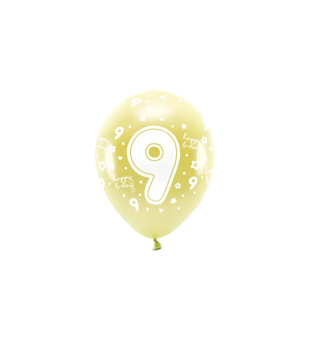 Eko balónky číslo ''9'' ve světle zlaté barvě