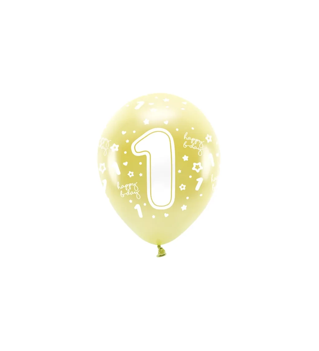 Metalické balónky Eco číslo ''1'' ve světle zlaté barvě