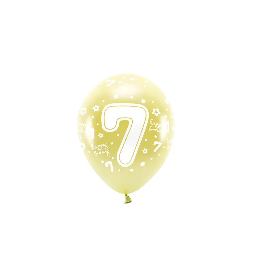 Metalické balónky Eco číslo '' 7'' ve světle zlaté barvě