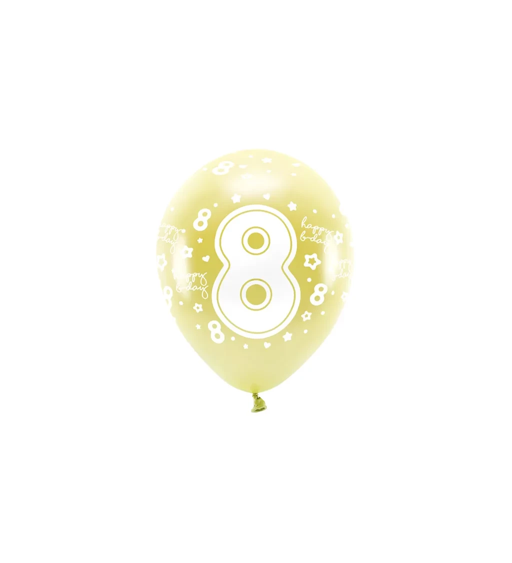 Metalické balónky Eco číslo ''8'' ve světle zlaté barvě