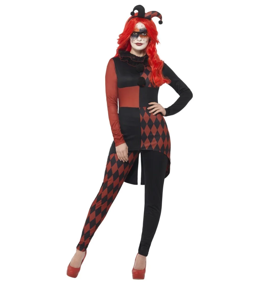 Dámský kostým Harlekýna (Black & Red)